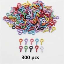 100/300/500/1000/2000 piezas Agujas de ojo mini multicolor, agujas de ojo, ganchos, ojetes, tornillos metálicos roscados, conectores de colgantes de joyería, suministros para hacer joyería DIY, 10mm/0.39 pulgadas