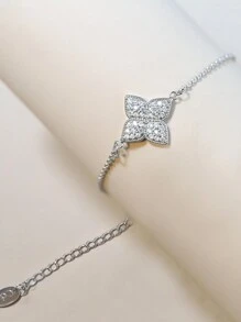 1pc Fashionable Women's Four-Leaf Flower Full Diamonds Bracelet