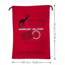 1 件大号圣诞老人粗麻布袋圣诞礼品袋带抽绳，用于存放圣诞包裹、活动派对用品、圣诞派对礼品（红色 26 英寸 X 19 英寸） - 彩色 - 查看 7