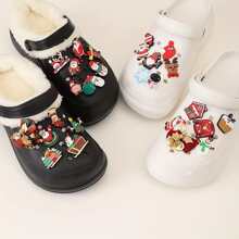 20/40PCS Christmas Themed Random Styles Shoe Charms Set For Clogs Bubble Slides Sandals, PVC Shoe Decorations Beach Bag Accessories Gift Idea For Birthday Christmas Halloween Party Favors