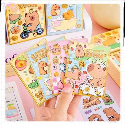 LIVRO DE ADESIVOS CAPIVARA FOFA 12 PAGINAS 9X7,5 CM