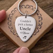 Personalised Guitar Pick Keychain Gift For Uncle/Dad Personalized Gift For Guitarist Custom Gift For Musician Music Lover Gift Father Gift