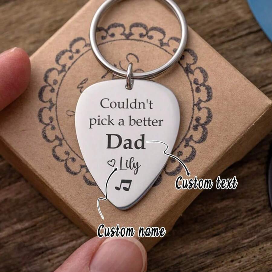 Personalised Guitar Pick Keychain Gift For Uncle/Dad Personalized Gift For Guitarist Custom Gift For Musician Music Lover Gift Father Gift