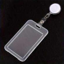 Set de porta tarjetas transparente con carrete de insignia retráctil, clip y llavero, adecuado para tarjetas de identificación de estudiantes/profesores, tarjeta llave, licencia de conducir