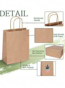 3 pièces Sacs en papier kraft marron, sacs en papier faits maison, un assortiment de 3 tailles avec poignées. Convient pour les entreprises, les courses, le de détail, les cadeaux de fête, l'emballage et l'utilisation dans la cuisine de la maison