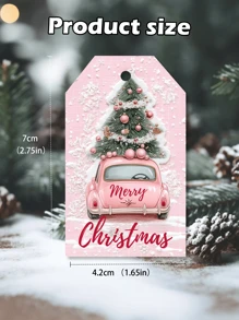 9/18/36pc Gepersonaliseerde Roze Winter Kerst Cadeau Labels, Gepersonaliseerde Tekst Vakantie Labels En Cadeau Zak Labels, Kerstman, Kerst Sneeuwman, Kerstboom Patroon Ontwerp, Kerstboom Labels