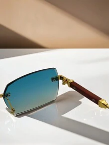 1 Piece Unisex Fashion Rimless Frame Glasses, Fashionista Fashion Accessory For Summer Beach Or Driving, Street Style Look Sunglasses And Suitable To Wear With Sweater, Jacket, Sweatshirt, Hoodie, Leather Pants And Cargo Pants - 薄荷綠 - 查看 5