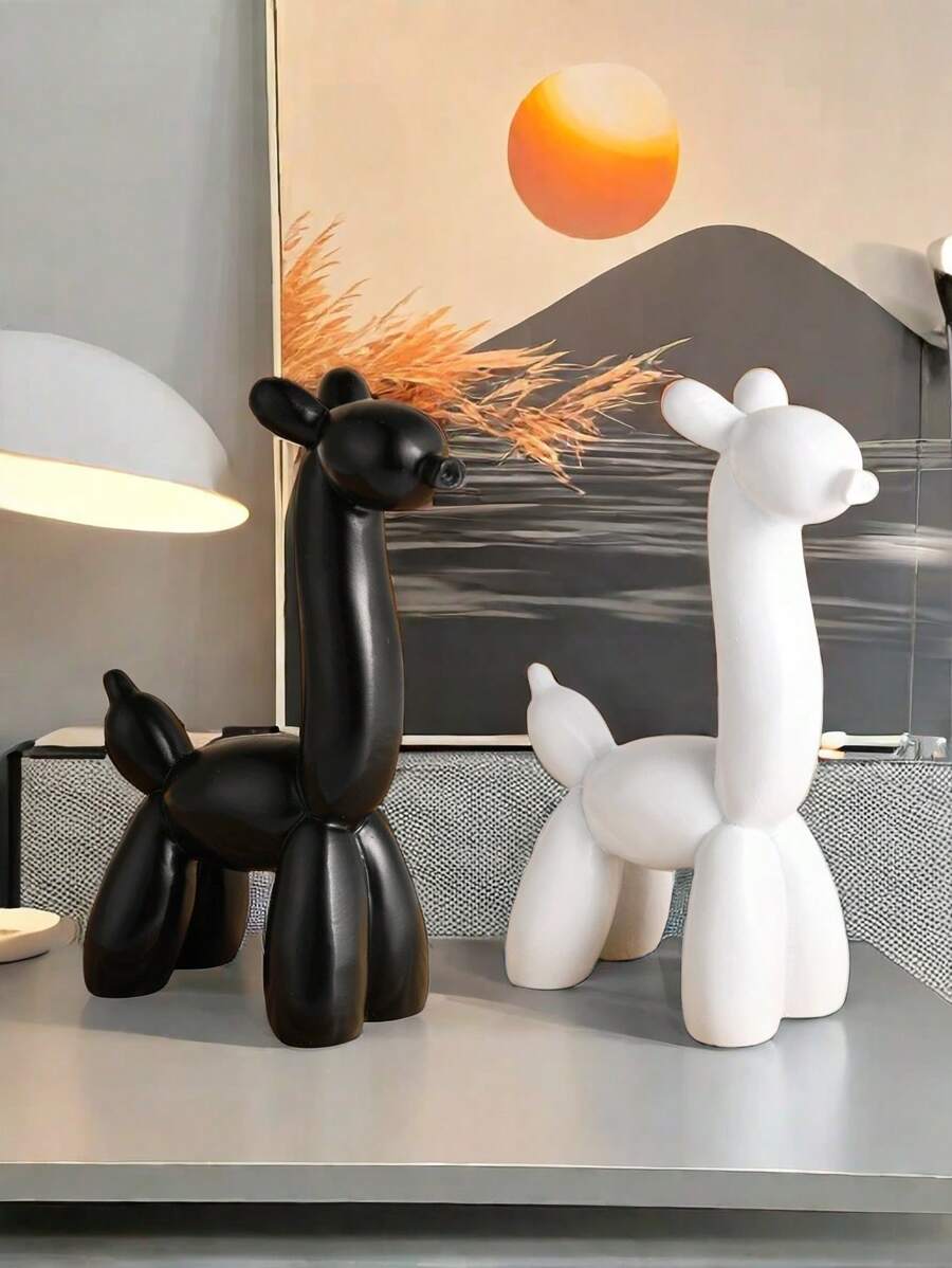 1 件创意有趣的气球狗雕塑，现代艺术蹲着的气球狗动物装饰雕像，适用于室内客厅、农舍、卧室、办公室、橱柜、架子装饰最佳礼物