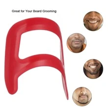1pc Goatee Beard Shaper Shaving Template Shaping & Edge-Up Tool For Goatee Trimming Lineup Grooming Tool For Men Self Cut Guide - Red - View 3