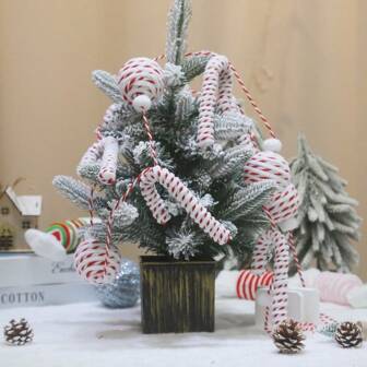 Christmas Decorations Hanging Ornaments - Red, White, Pink, Green, Blue, Candy Garland With Glitter Paint, Christmas Gifts