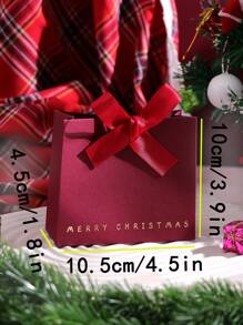 10pcs Elegant Merry Christmas Mini Gift Bags With Satin Ribbons - Classic Black, Green, And Red Designs Featuring Gold Foil Text - Perfect For Chocolates, Candies, And Small Gifts - Ideal For Holiday Celebrations, Christmas Party Favors, And Festive Gift Wrapping,Christmas