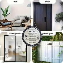 1 tấm biển gỗ treo hình rượu vang cổ điển có in hình dấu chân chó, biển cảnh báo vui nhộn, biển trang trí Giáng sinh/Năm mới, quà tặng Giáng sinh/Năm mới, biển vòng hoa bằng gỗ, đồ trang trí nhà cửa cho hiên nhà trước, phòng khách, phòng ngủ, đồ trang trí tường tròn theo phong cách đồng quê (phong cách ngẫu nhiên) - Nhiều màu - Xem 3