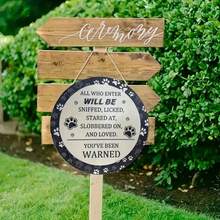 1 tấm biển gỗ treo hình rượu vang cổ điển có in hình dấu chân chó, biển cảnh báo vui nhộn, biển trang trí Giáng sinh/Năm mới, quà tặng Giáng sinh/Năm mới, biển vòng hoa bằng gỗ, đồ trang trí nhà cửa cho hiên nhà trước, phòng khách, phòng ngủ, đồ trang trí tường tròn theo phong cách đồng quê (phong cách ngẫu nhiên) - Nhiều màu - Xem 4