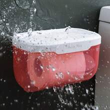 1pc Wall-Mounted Toilet Paper Holder With Tissue Dispenser & Storage Shelf, Multifunctional Bathroom Paper Roll Rack, Made Of Plastic Material, Comes With Double-Sided Adhesive For Easy Installation, Space-Saving Design For Home & Office - Multicolor - View 6