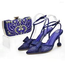 Shoes Arrival Shoe With Matching Bag Set Women's Pumps And Handbag For Wedding Party Prom Evening Combo - Gold - View 8