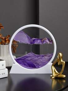 1件7英寸流动沙画液体动感，无需用电，创意生日、圣诞节、万圣节、复活节礼物，深海沙景流沙画，动态沙画图片，3D彩色流沙装饰流沙艺术盘，流沙画，圆形玻璃流沙相框瀑布，效果桌面艺术摆件，适合居家办公摆放， - 彩色 - 查看 1