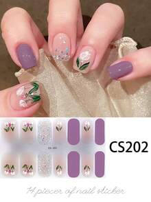 1 张全指甲贴纸套装 - 具有花卉、几何和心形主题设计，包括美丽的郁金香图案、闪闪发光的元素和 3D 蝴蝶结装饰，打造优雅时尚的美甲 - Follow Your Heart - 查看 12