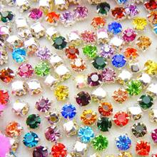 4mm 5mm 6mm 7mm 8mm, 5 Kích thước, Đế móng vuốt màu bạc, vàng Hình tròn sáng bóng nhiều màu thủ công bằng thủy tinh pha lê khâu tay đính keo trang trí hạt đá Rhinestone phẳng có lỗ Đá lấp lánh Phụ kiện DIY May đá Strass để trang trí quần áo, váy, túi xách, giày dép, trâm cài, hoa tai, đồ thủ công mỹ nghệ DIY. - Bạc - Xem 13