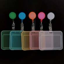 Set de porta tarjetas transparente con carrete de insignia retráctil, clip y llavero, adecuado para tarjetas de identificación de estudiantes/profesores, tarjeta llave, licencia de conducir