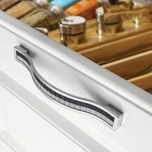 Fanruier 5pcs Elegant Rhinestone Crystal Drawer Handles - European Style Aluminum Alloy, Perfect For Kitchen Cabinets & Cupboards - Multicolor - View 5