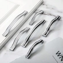 Fanruier 5pcs Elegant Rhinestone Crystal Drawer Handles - European Style Aluminum Alloy, Perfect For Kitchen Cabinets & Cupboards - Multicolor - View 2