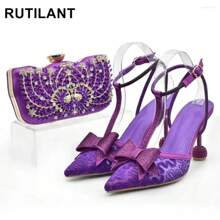 Shoes Arrival Shoe With Matching Bag Set Women's Pumps And Handbag For Wedding Party Prom Evening Combo - Gold - View 2