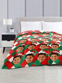 1pc Customizable Photo Printed Flannel Blanket, Personalized Christmas Gift - Soft Woven All-Season Throw Blanket, High-Definition Digital Printing - Ideal Gift For Men, Women, Siblings, Parents, Friends - Versatile, Lightweight, Comfortable For Bed, Sofa, Camping, Travel