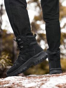Men's Winter Mountaineering Boots, Super Warm Outdoor Slip-Resistant Waterproof Mountaineering Sports Shoes, Fashionable Casual Men's Snow Boots