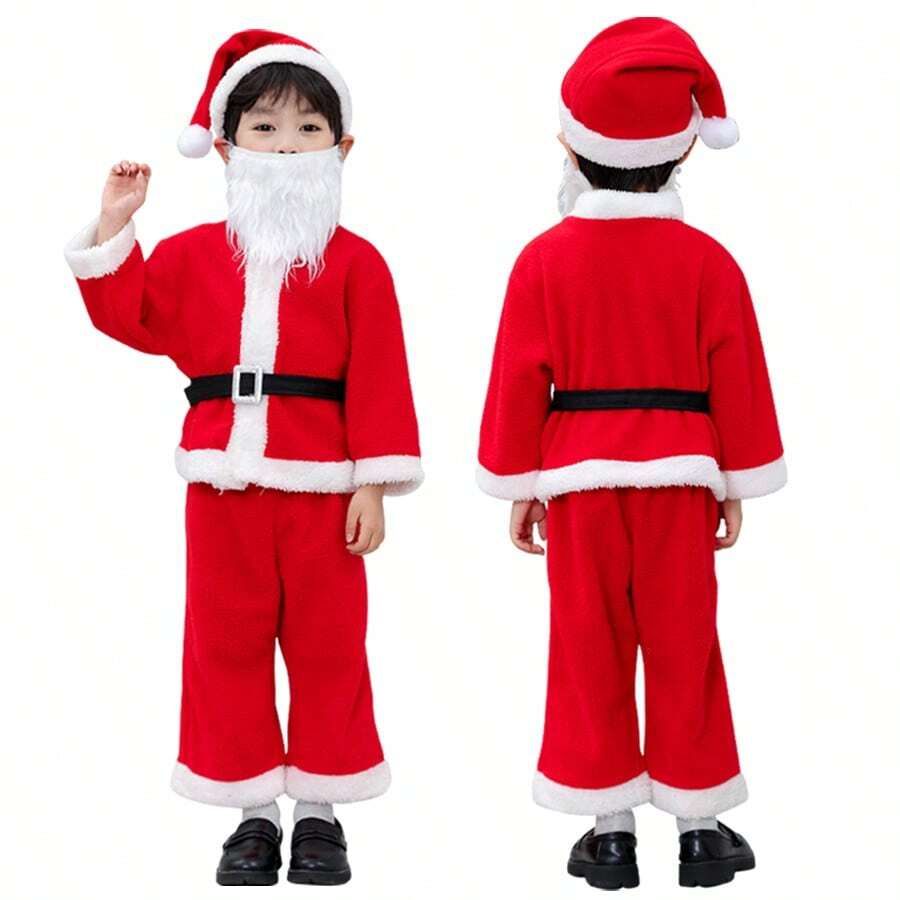 圣诞节男孩和女孩圣诞老人服装，婴儿红色圣诞服装，儿童新年圣诞老人套装，圣诞老人服装，圣诞老人服装，儿童圣诞老人连衣裙 - Boy - 查看 1