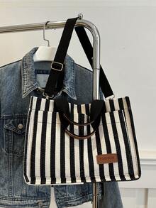 女士时尚休闲通勤单肩包，多功能大容量手提包，适合约会、购物、外出和旅行 - 黑色 - 查看 2