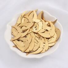 10pcs/30pcs Vintage Brass Double Hole Brushed Crescent Moon Shape Pendant, Charm DIY Jewelry Making
