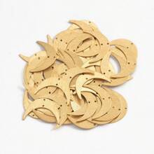 10pcs/30pcs Vintage Brass Double Hole Brushed Crescent Moon Shape Pendant, Charm DIY Jewelry Making
