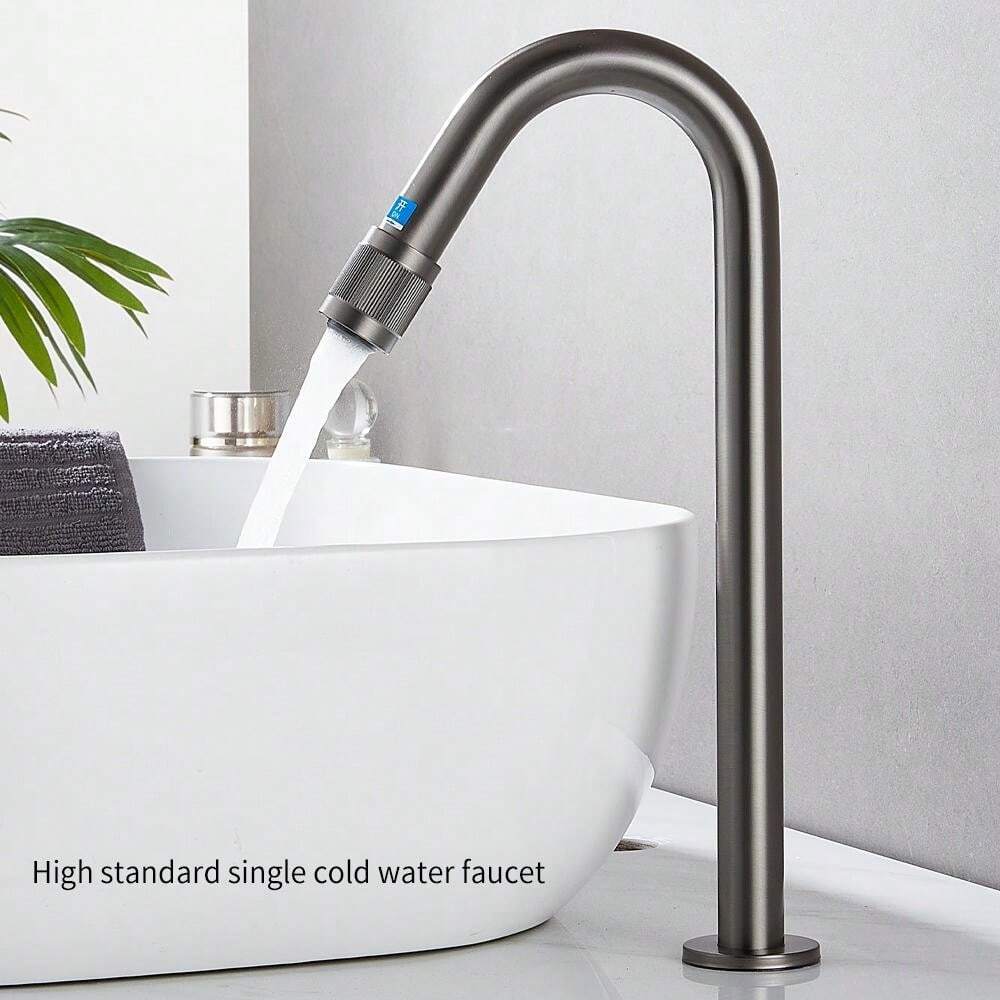Single Cold Water Basin Faucet, Brass Material, Bathroom Countertop