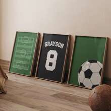 Bộ 3 tranh treo tường bằng vải canvas tùy chỉnh - Áp phích bóng đá tùy chỉnh, Trang trí phòng bé trai theo yêu cầu, Tranh in bóng đá tùy chỉnh, Bộ 3 tranh, Quà tặng thể thao, Tranh treo tường bóng đá, Tên và số tùy chỉnh - Không có khung, Chất liệu cao cấp, Ý tưởng quà tặng độc đáo, Ngày lễ tình nhân, Quà tặng trang trí ngày lễ tình nhân Sinh nhật Tốt nghiệp, Lịch lễ hội - Nhiều màu - Xem 5
