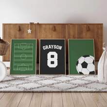 Bộ 3 tranh treo tường bằng vải canvas tùy chỉnh - Áp phích bóng đá tùy chỉnh, Trang trí phòng bé trai theo yêu cầu, Tranh in bóng đá tùy chỉnh, Bộ 3 tranh, Quà tặng thể thao, Tranh treo tường bóng đá, Tên và số tùy chỉnh - Không có khung, Chất liệu cao cấp, Ý tưởng quà tặng độc đáo, Ngày lễ tình nhân, Quà tặng trang trí ngày lễ tình nhân Sinh nhật Tốt nghiệp, Lịch lễ hội - Nhiều màu - Xem 3