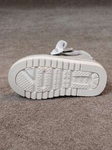 女童雪地靴，时尚休闲保暖蝴蝶装饰公主靴，儿童，秋冬 - 灰色 - 查看 7