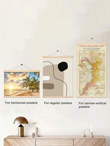 1 giá vẽ nghệ thuật bằng gỗ từ tính, áp phích ảnh treo tường vải canvas, gỗ mềm màu vàng cho trang trí phòng khách, bao gồm 1 khung áp phích từ tính, khung tranh cuộn treo từ tính bằng gỗ, cuộn treo trống bán buôn - Nhiều màu - Xem 4