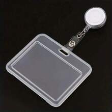 Set de porta tarjetas transparente con carrete de insignia retráctil, clip y llavero, adecuado para tarjetas de identificación de estudiantes/profesores, tarjeta llave, licencia de conducir