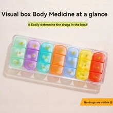 Hộp thuốc 7 ngày một tuần di động 7 ô thuốc, viên nén, sản phẩm sức khỏe, hộp thuốc đóng gói phụ hộp thuốc bảy ngày nhiều màu sắc, hộp nhựa một tuần chia nhỏ và di động hộp đóng gói - nhiều màu - Xem 4
