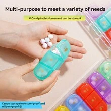 Hộp thuốc 7 ngày một tuần di động 7 ô thuốc, viên nén, sản phẩm sức khỏe, hộp thuốc đóng gói phụ hộp thuốc bảy ngày nhiều màu sắc, hộp nhựa một tuần chia nhỏ và di động hộp đóng gói - nhiều màu - Xem 6