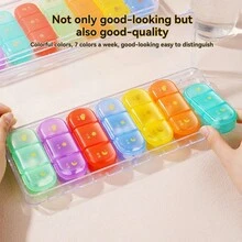 Hộp thuốc 7 ngày một tuần di động 7 ô thuốc, viên nén, sản phẩm sức khỏe, hộp thuốc đóng gói phụ hộp thuốc bảy ngày nhiều màu sắc, hộp nhựa một tuần chia nhỏ và di động hộp đóng gói - nhiều màu - Xem 10