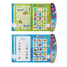 Englische E-Book Sprechbücher zum Lesen mit dem Finger für Kinder, Bildungsspielzeug. Inhalt umfasst: Englisches Buchstaben, Zahlen, Früchte, Tiere, Fahrzeuge, Beziehungen, Instrumente, Musik, Kinderreime. Benötigt 3 AA-Batterien (nicht enthalten)