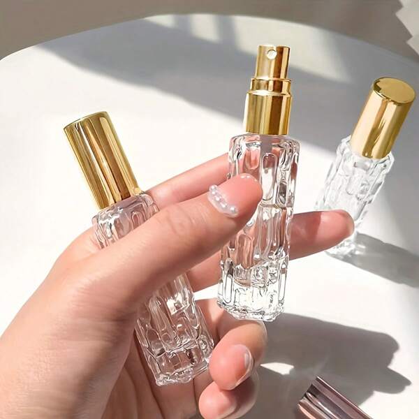 1pc 15ml Glass Perfume Spray Bottle With Rose Gold Aluminum Sprayer, Refillable Empty Transparent Atomizer Home Bathroom Decor Fall Decor Back To School