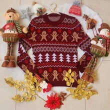sueter navideño GALLETA DE JENGIBRE - Burdeos - Ver 2