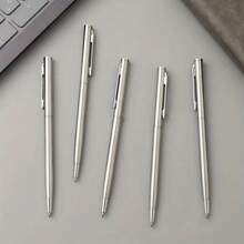 5 Penne a sfera in acciaio inossidabile - Punta media, Cappuccio rotante, Inchiostro nero per ufficio e uso quotidiano, Torna a scuola