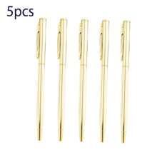 5 Penne a sfera in acciaio inossidabile - Punta media, Cappuccio rotante, Inchiostro nero per ufficio e uso quotidiano, Torna a scuola