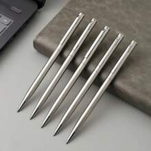 5 Penne a sfera in acciaio inossidabile - Punta media, Cappuccio rotante, Inchiostro nero per ufficio e uso quotidiano, Torna a scuola