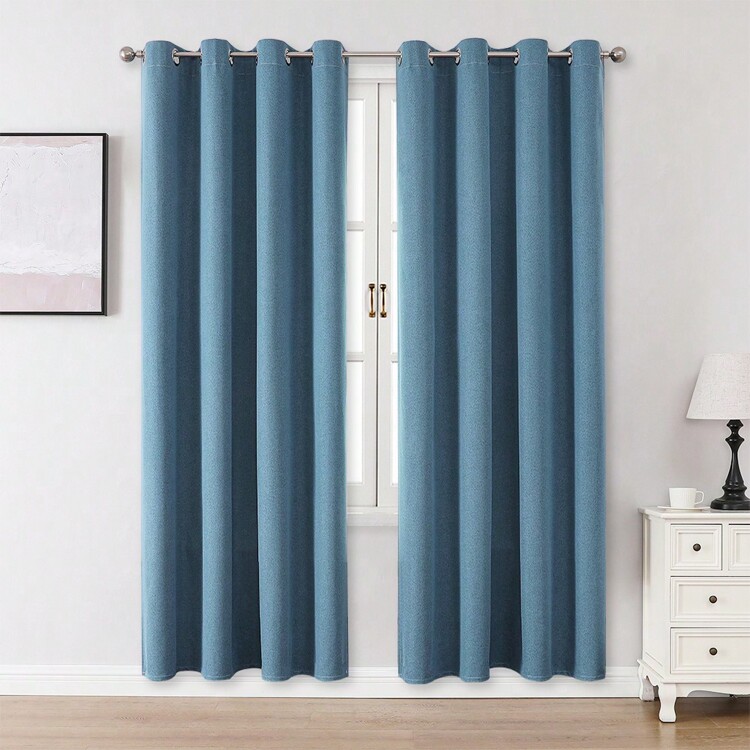 1 件或 2 件可选、100% 遮光窗帘、仿亚麻纹理窗帘、客厅窗帘、卧室遮光窗帘、客厅窗帘、轻质隔热窗帘、防水窗帘、家庭影院餐厅背景窗帘、顶部索环 2 片套装可用、84 英寸长、72 英寸长、63 英寸长、2 片套装可选 - 深藍 - 查看 19