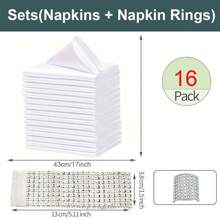 8/16/24张散装婚礼餐巾，优雅方形餐桌餐巾，缎面餐巾，适用于餐厅、宴会、毕业派对、返校季（43*43厘米/17*17英寸） - 白色 - 查看 13