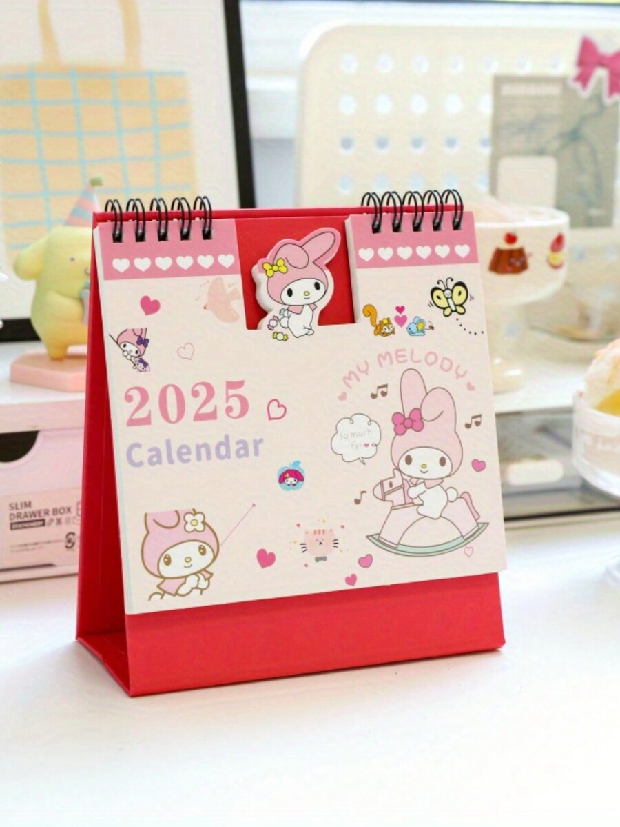 Sanrio Calendario de escritorio cóncavo y convexo del año de la serpiente 2025, bloc de notas de